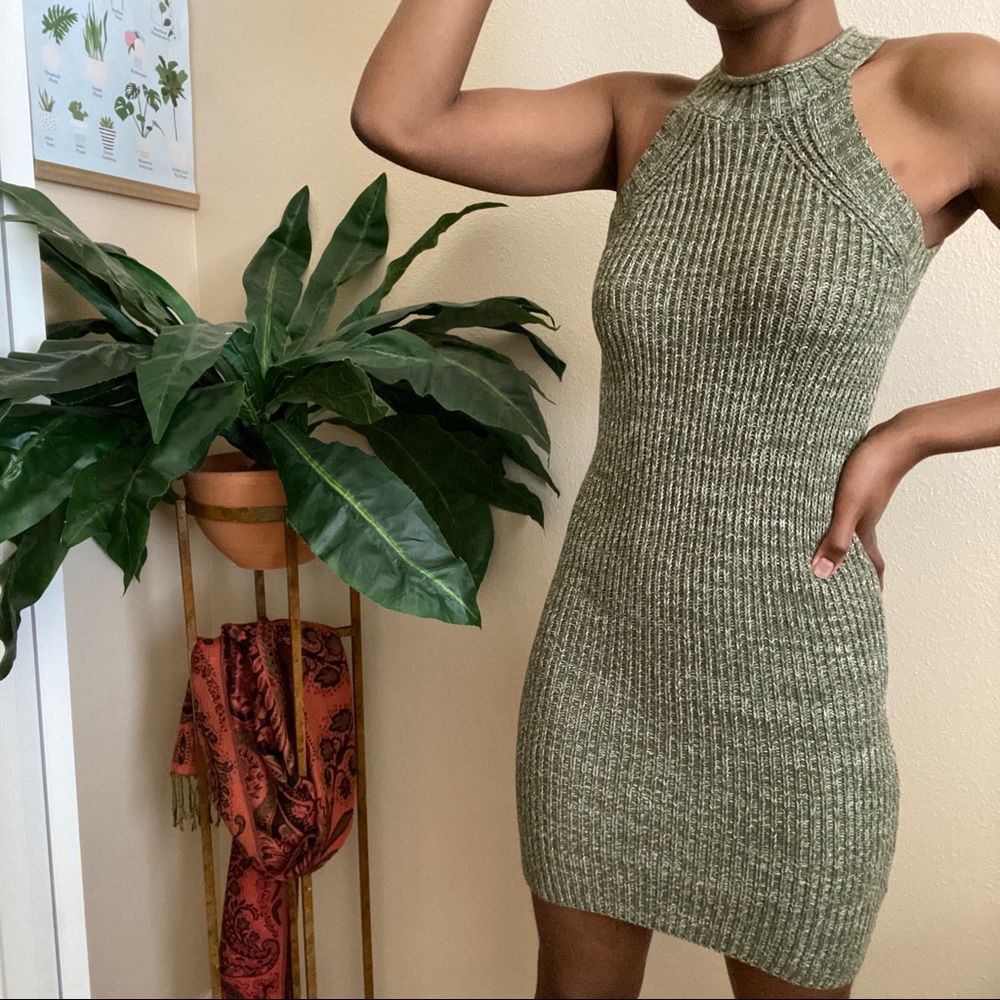 Sleeveless Olive Tea n Cup Mini Dress
